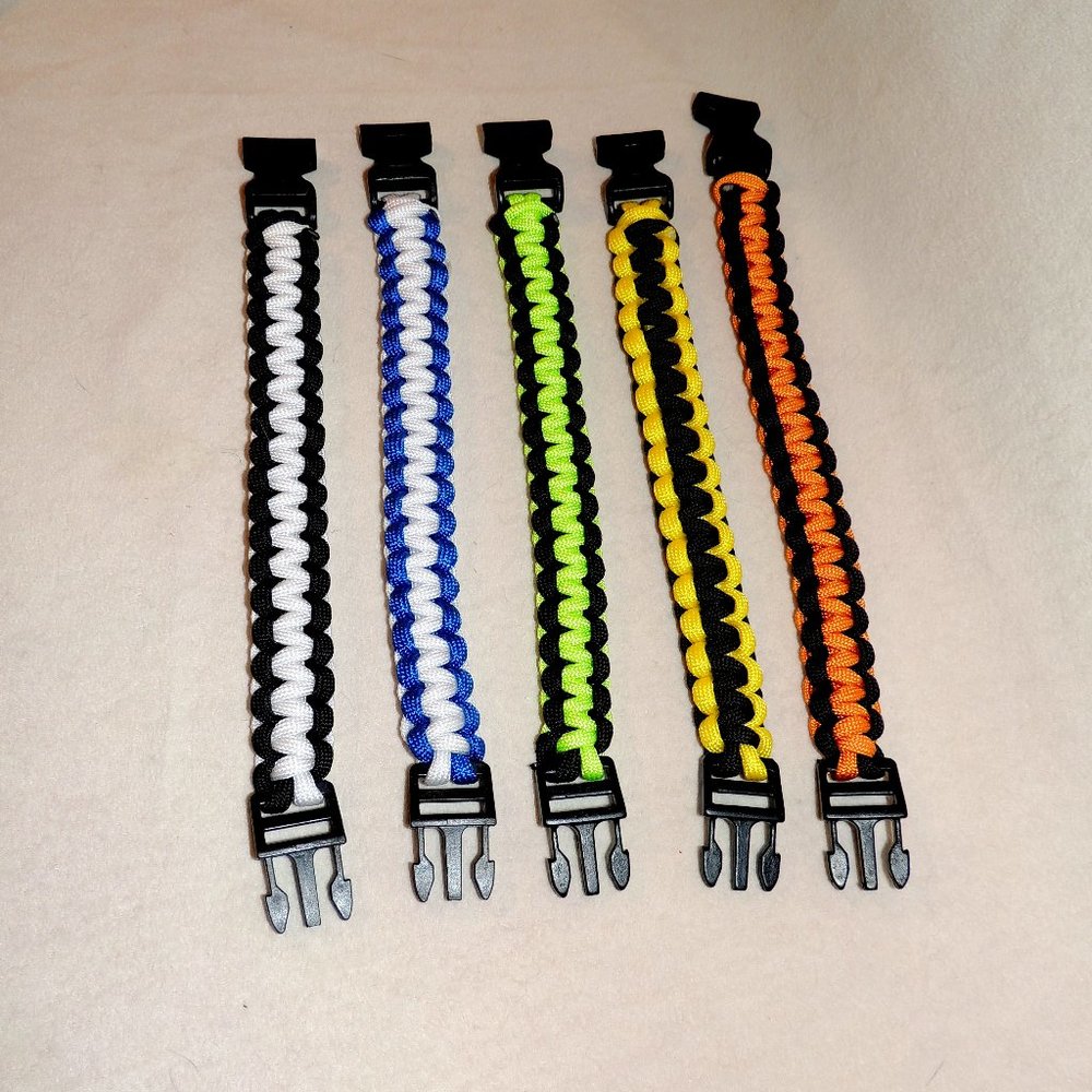 Paracord Bracelet- Lot of 5 Colors w/Black